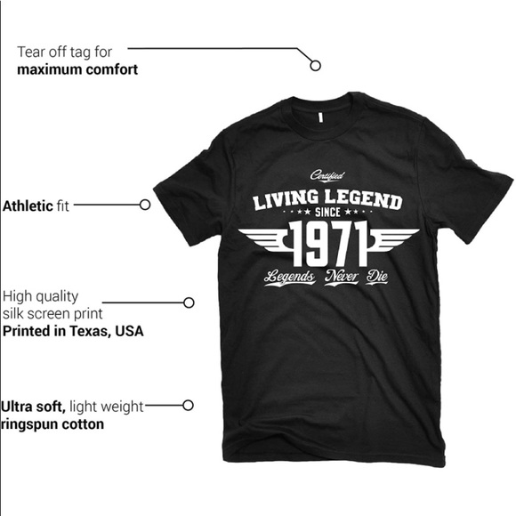 NIP Men's 40th 50th Birthday 1970 Years Living Legend Shirt SZ XL - Picture 2 of 3